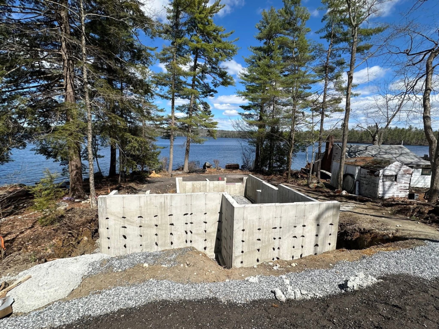 Foundation waterproofing near the water's edge in Southern Maine